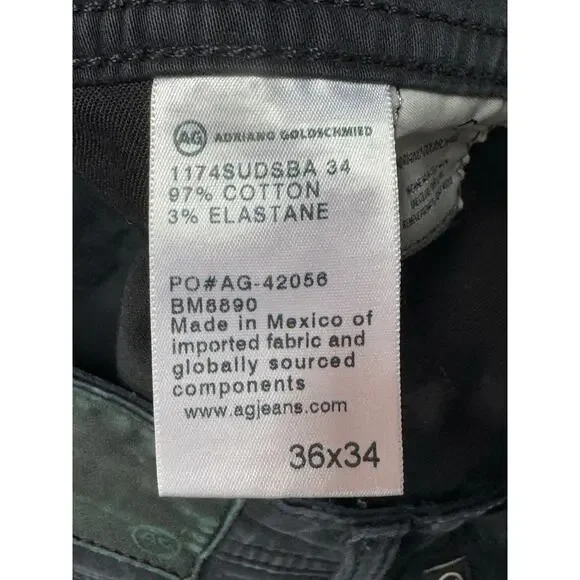 Adriano Goldschmied Men's The Graduate Tailored Leg Black Pants - Size 36x30 - Picture 7 of 7